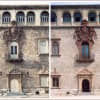 Imagen antes y después de la restauración de la fachada principal