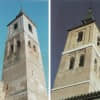 Torre antes y después de la restauración